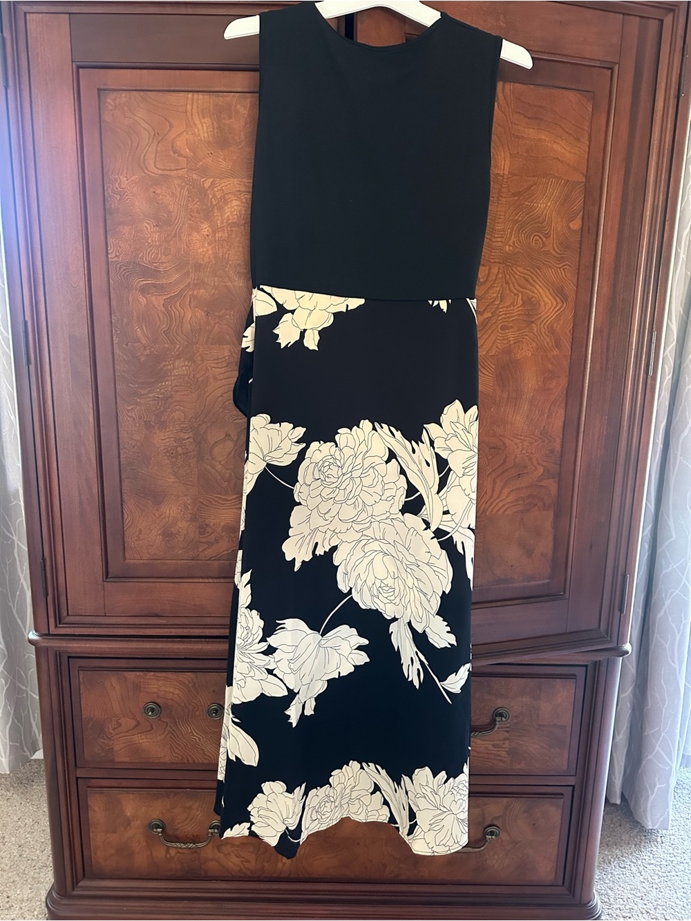 Black Floral Print Sleeveless Maxi Dress cute ruffle detail
